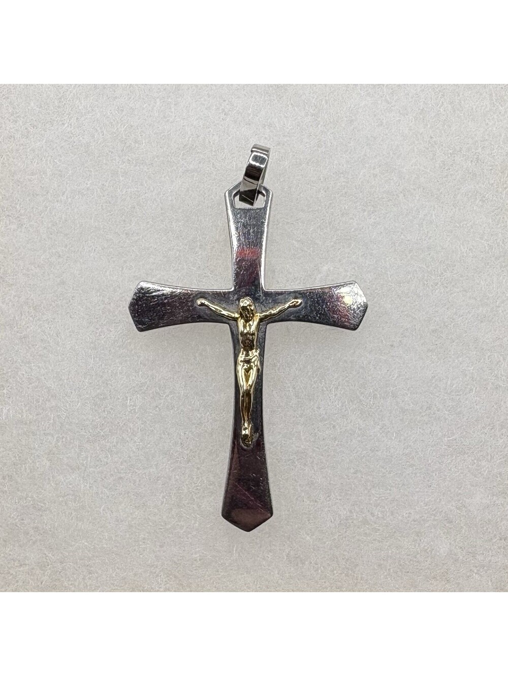 10K Stainless Steel Cross Pendant Two Tone